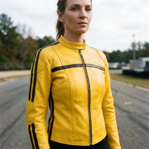 The Bride Inspired Women's Yellow Racing Leather Jacket