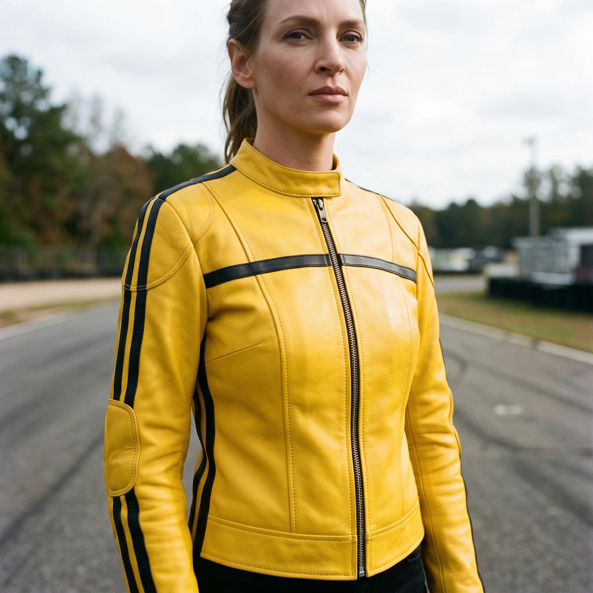The Bride Inspired Women's Yellow Racing Leather Jacket