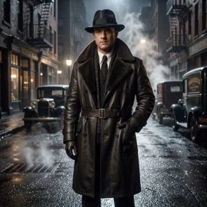 Road to Perdition Inspired Men's Double-Breasted Brown Leather Coat