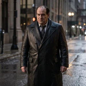 The Penguin Oz Cobb Inspired Black Leather Trench Coat