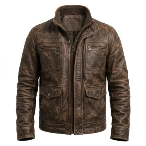 Weapons 2026 Inspired Distressed Brown Leather Jacket