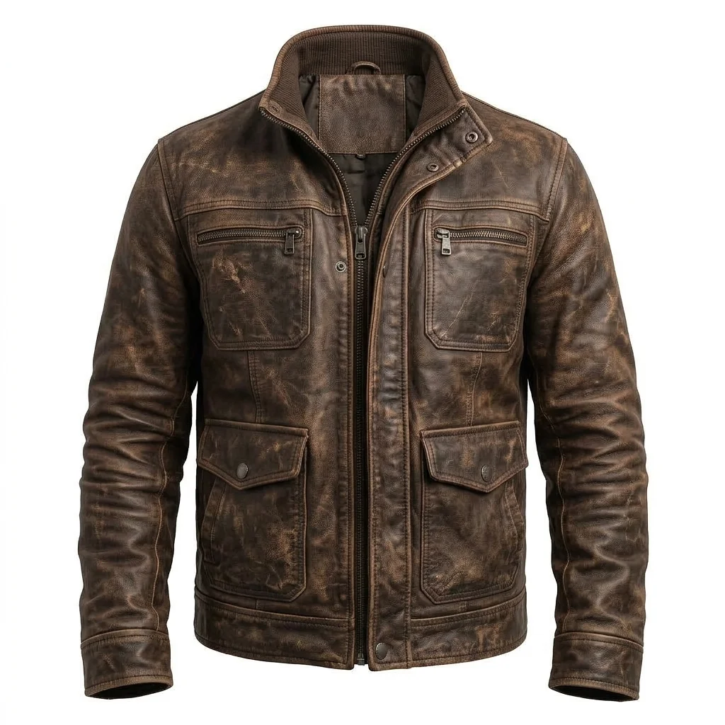 Weapons 2026 Inspired Distressed Brown Leather Jacket