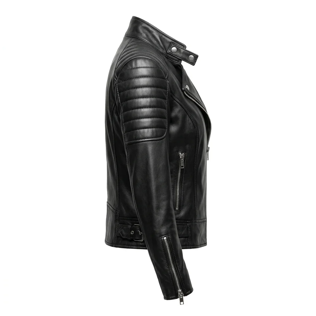 Catwoman Selina Kyle Inspired Black Leather Biker Jacket for Women - Image 4