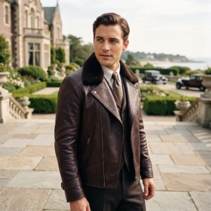 Jay Gatsby Inspired Men’s Brown Leather Jacket