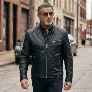 Dwight Manfredi Tulsa King Inspired Real Black Leather Jacket