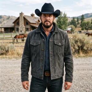 Yellowstone Rip Wheeler Inspired Charcoal Grey Suede Jacket