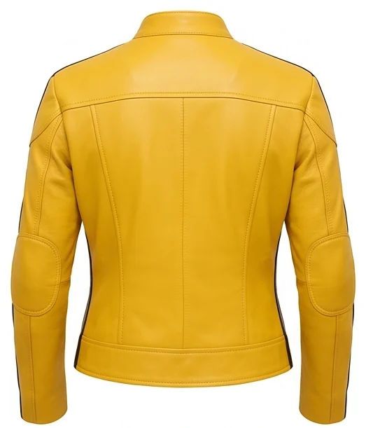 The Bride Inspired Women's Yellow Racing Leather Jacket - Image 5