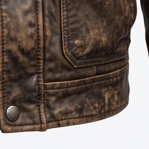 Weapons 2026 Inspired Distressed Brown Leather Jacket - Image 9