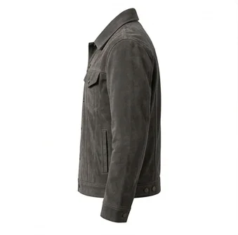 Yellowstone Rip Wheeler Inspired Charcoal Grey Suede Jacket - Image 5