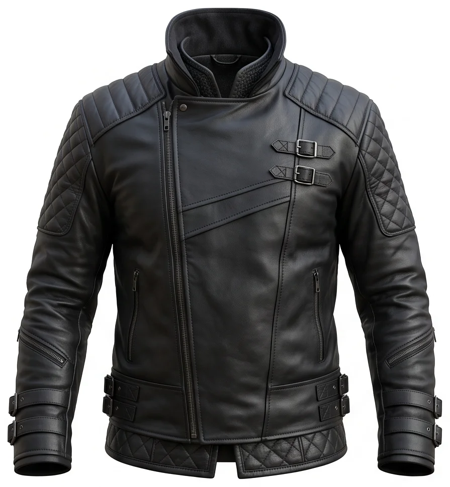 The Witcher Inspired Geralt Black Biker Leather Jacket - Image 2
