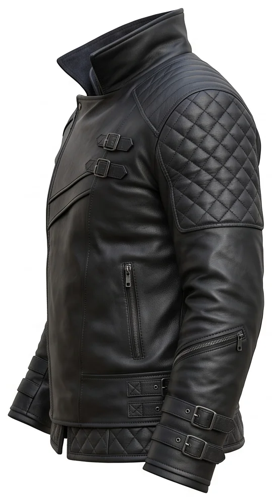 The Witcher Inspired Geralt Black Biker Leather Jacket - Image 3