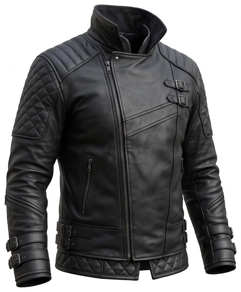 The Witcher Inspired Geralt Black Biker Leather Jacket - Image 4