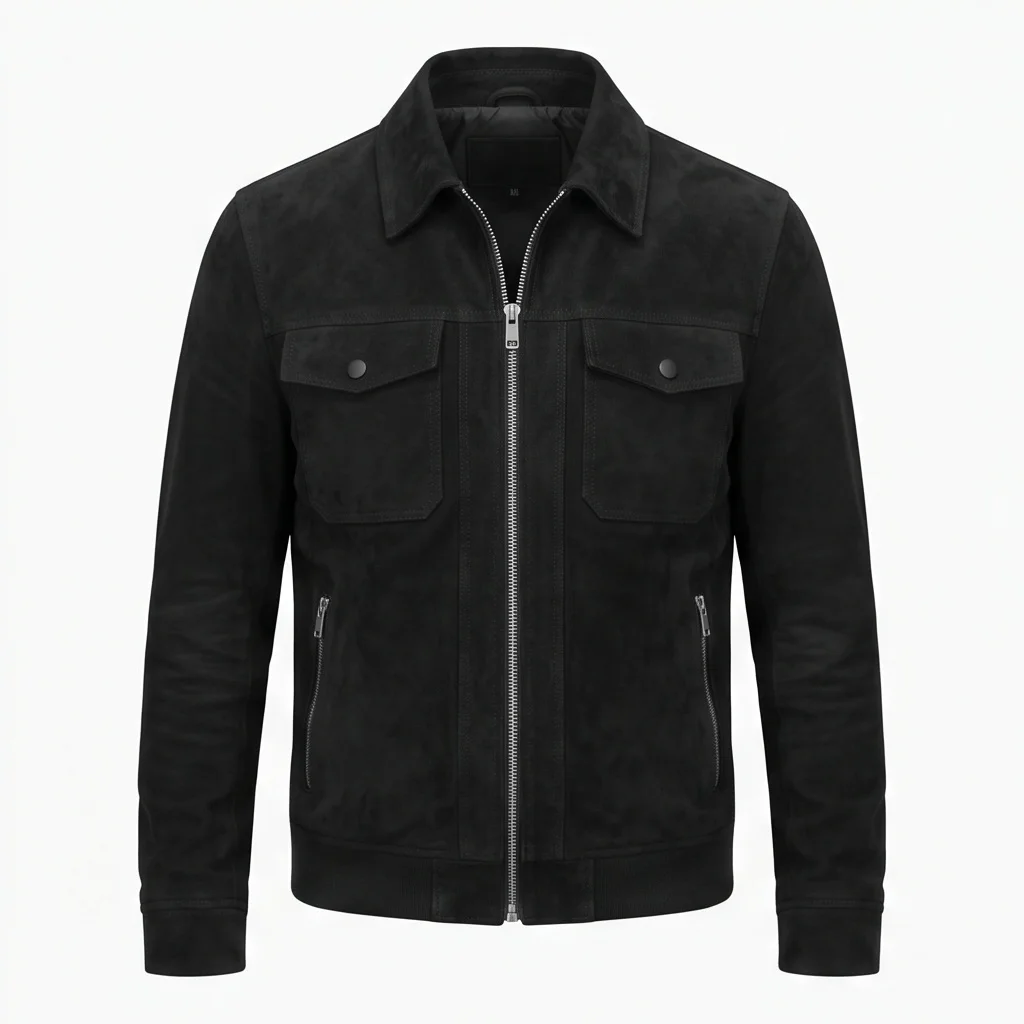 Men's Nobody Hutch Mansell Inspired Black Suede Leather Jacket - Image 3