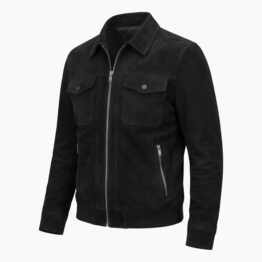 Men's Nobody Hutch Mansell Inspired Black Suede Leather Jacket - Image 5