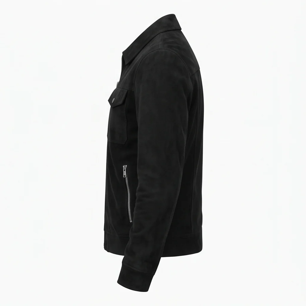Men's Nobody Hutch Mansell Inspired Black Suede Leather Jacket - Image 4