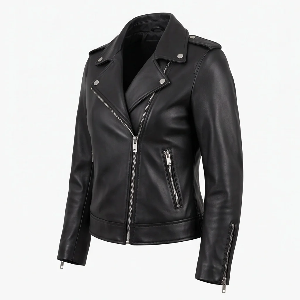 Lorraine Broughton Inspired Women's Black Biker Leather Jacket - Image 4
