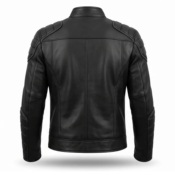 Shazam Inspired Black Leather Jacket – Men’s Superhero Moto Biker Jacket - Image 3