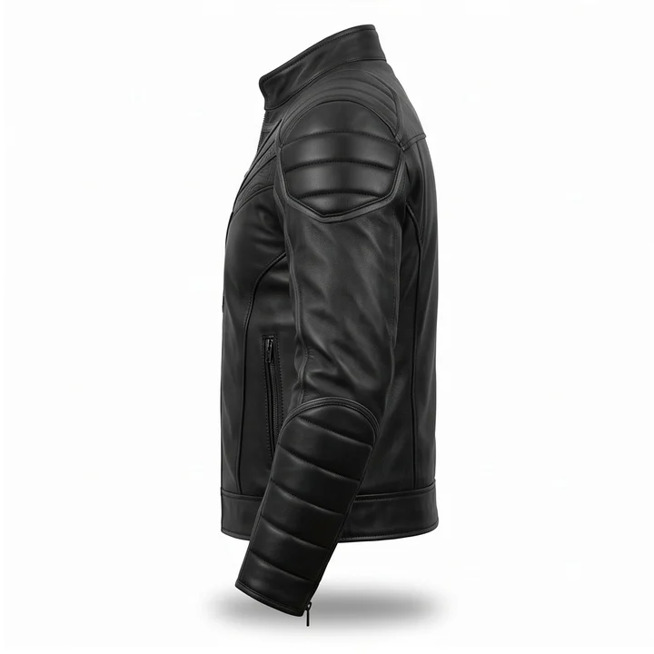 Shazam Inspired Black Leather Jacket – Men’s Superhero Moto Biker Jacket - Image 4