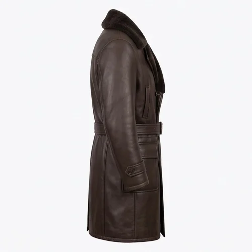 Road to Perdition Inspired Men's Double-Breasted Brown Leather Coat - Image 2