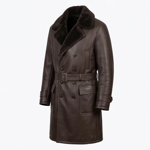 Road to Perdition Inspired Men's Double-Breasted Brown Leather Coat - Image 3