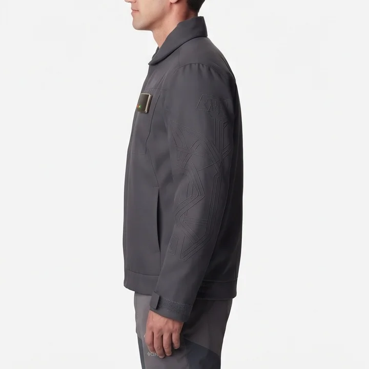 Star Wars Inspired Men's Charcoal Grey Sci-Fi Pilot Jacket - Image 4