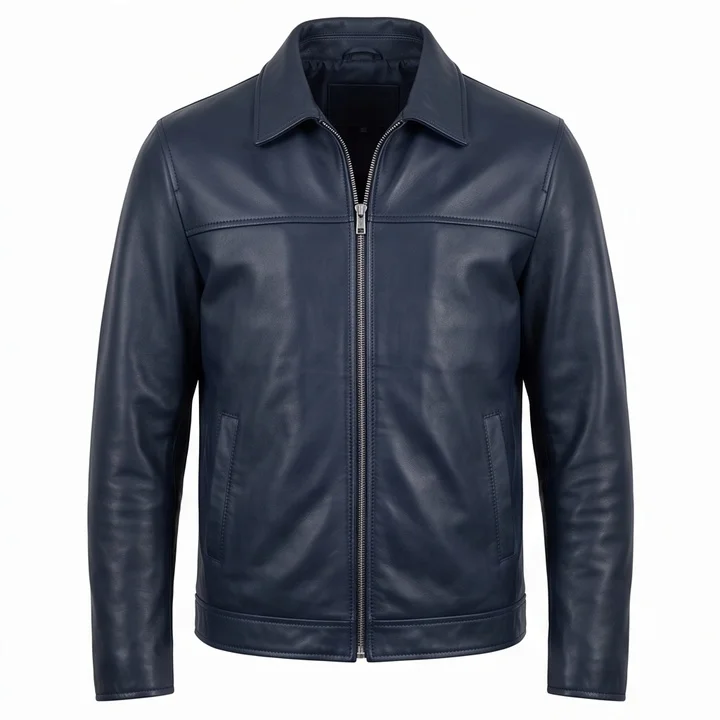 Men's Billy Costigan Inspired Blue Leather Jacket – The Departed Style - Image 4