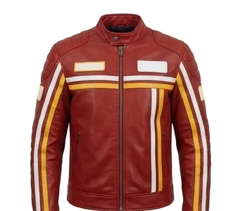 Rush-Inspired Niki Red Leather Track Racing Jacket - Image 2