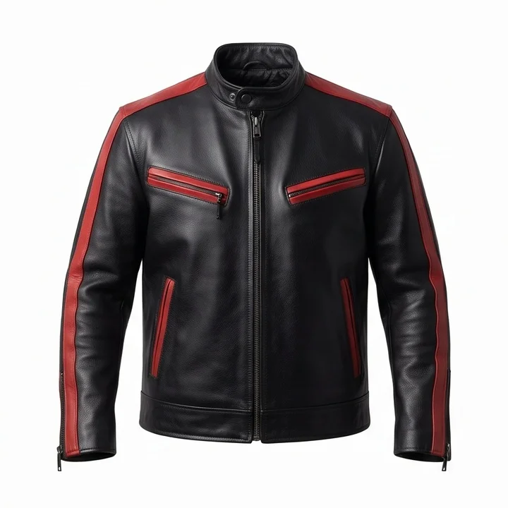 Point Break Bodhi Inspired Black and Red Leather Jacket - Image 5