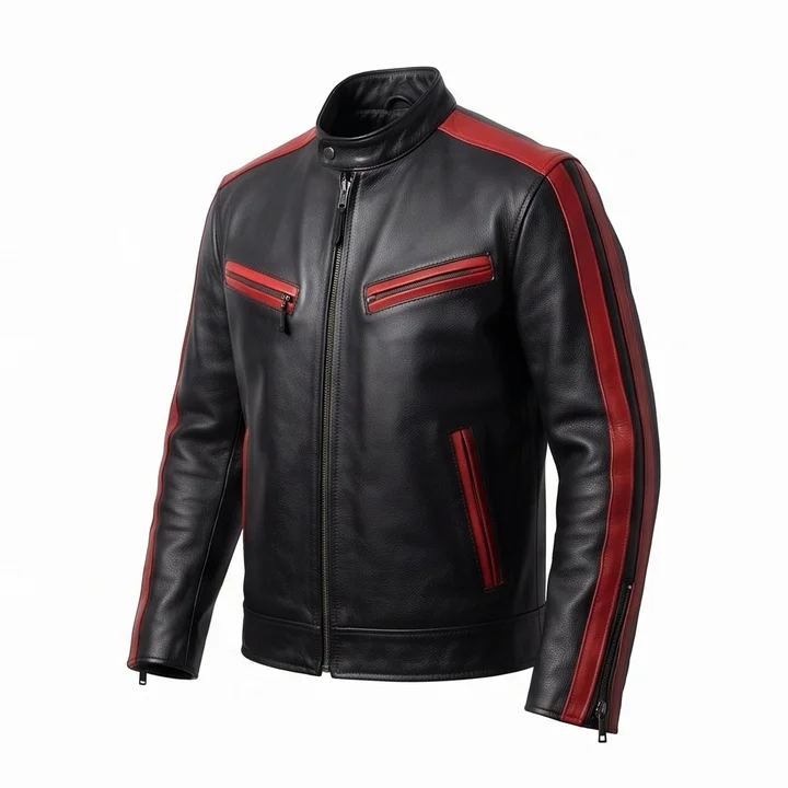 Point Break Bodhi Inspired Black and Red Leather Jacket - Image 4