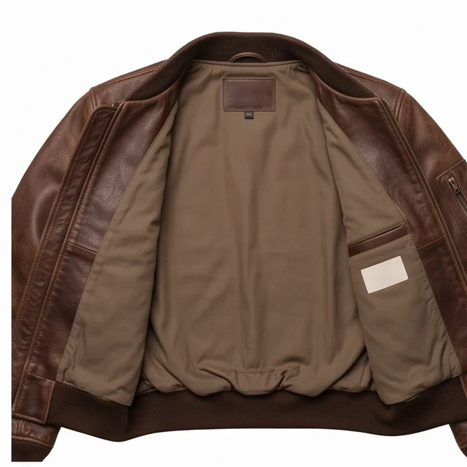 Sinners-Inspired 1930s Antique Brown Leather Bomber Jacket - Image 4