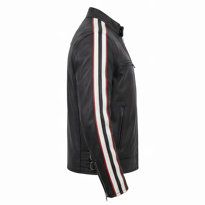 Martin Riggs Lethal Weapon Inspired Black Cafe Racer Leather Jacket - Image 4