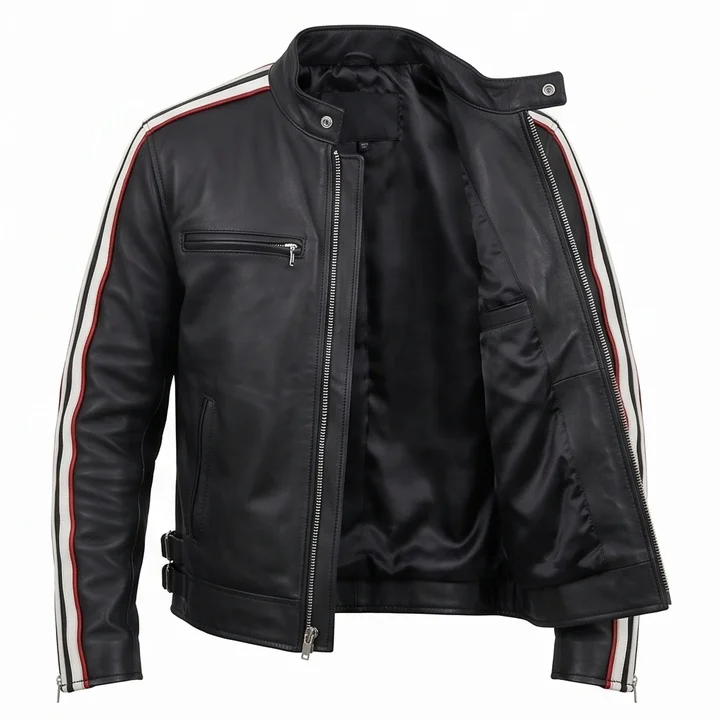 Martin Riggs Lethal Weapon Inspired Black Cafe Racer Leather Jacket - Image 5