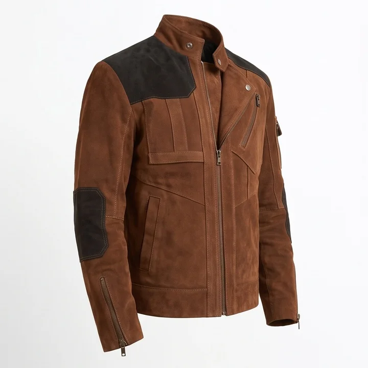 Star Wars Inspired Han Solo Brown Suede Biker Jacket - Image 3