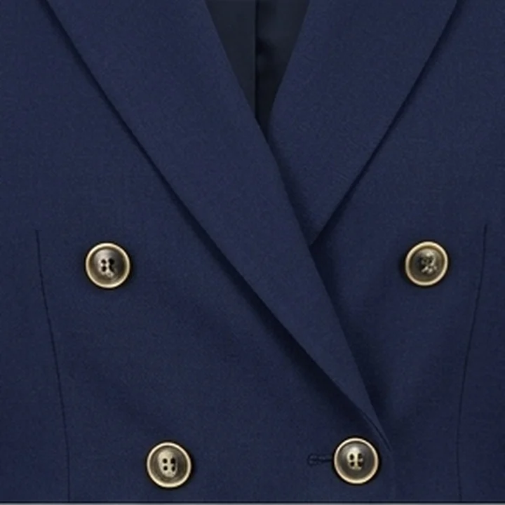 Women's Navy Blue Two-Piece Double-Breasted Pantsuit - Image 6