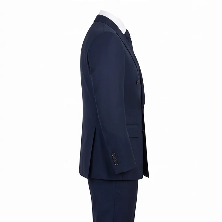 Classic Navy Blue Double-Breasted Suit Jacket & Trousers - Image 6