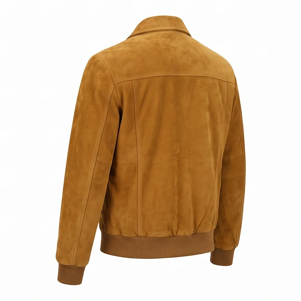 Cliff Booth Inspired Vintage Mustard Tan Suede Leather Jacket - Image 5