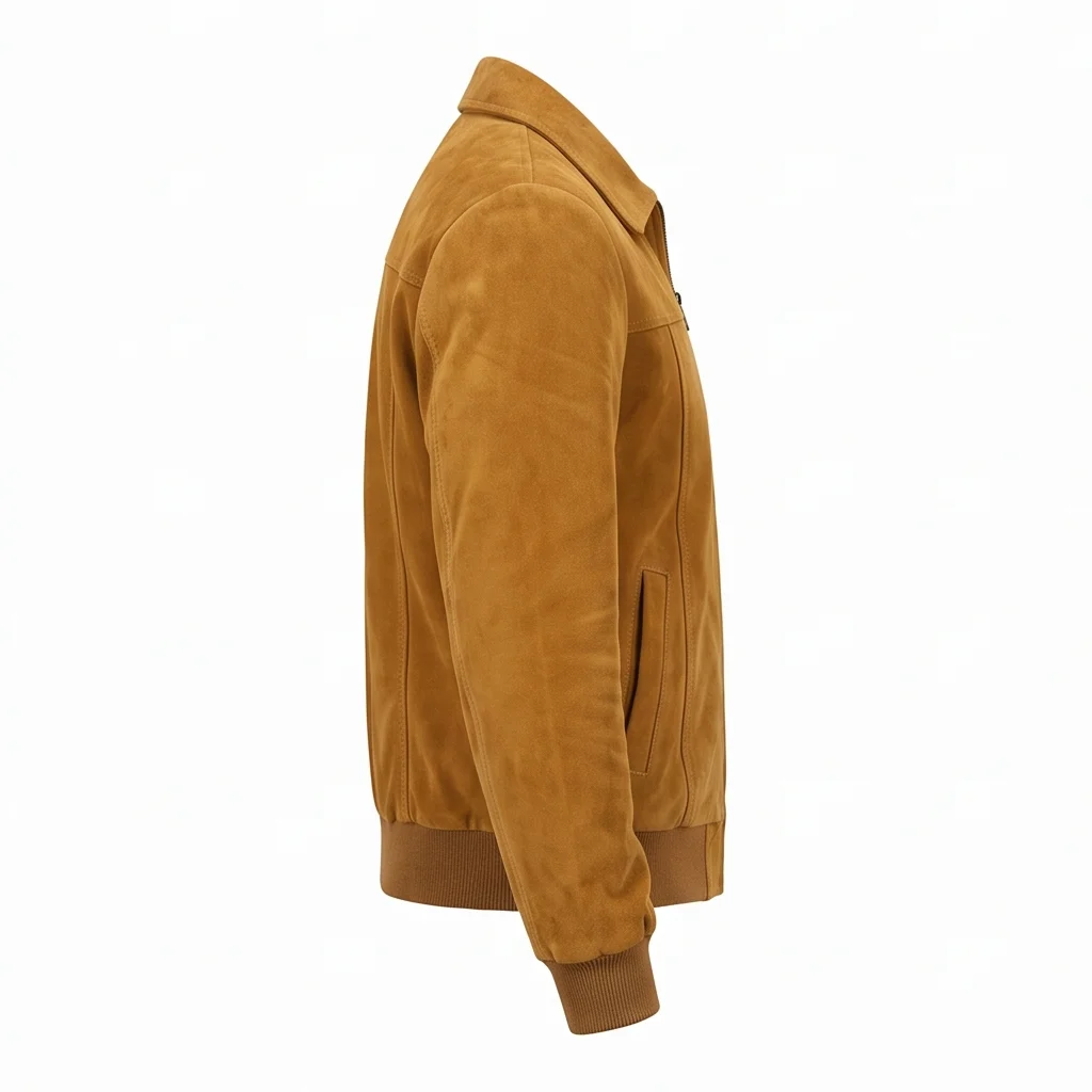Cliff Booth Inspired Vintage Mustard Tan Suede Leather Jacket - Image 4
