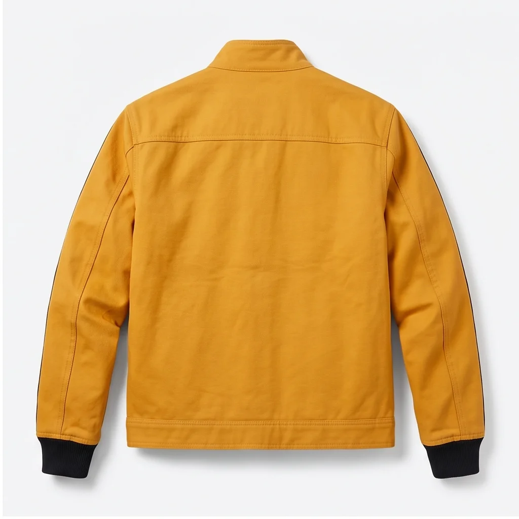 Cliff Booth Inspired Yellow Retro Cotton Racing Jacket - Image 5