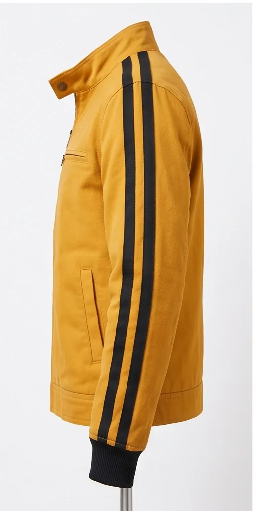Cliff Booth Inspired Yellow Retro Cotton Racing Jacket - Image 4
